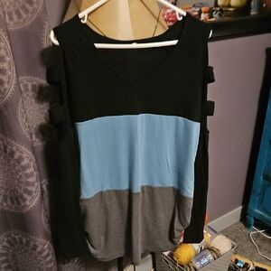 Colorblock V-Neck Top